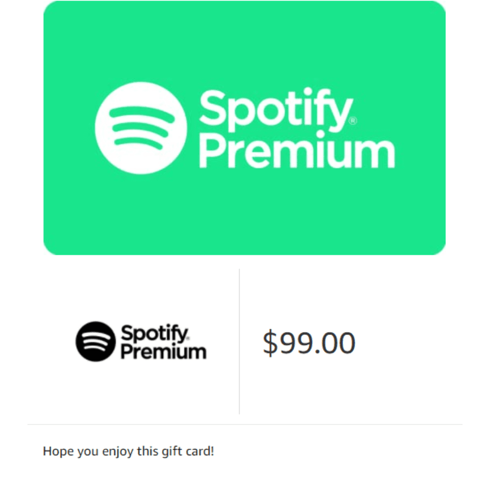 Spotify premium 12 month 99 gift card digital code smart